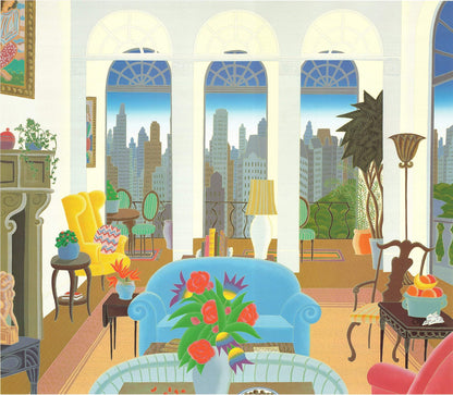 Thomas Mcknight Blue Couch " Offset Lithograph Contemporary Multico