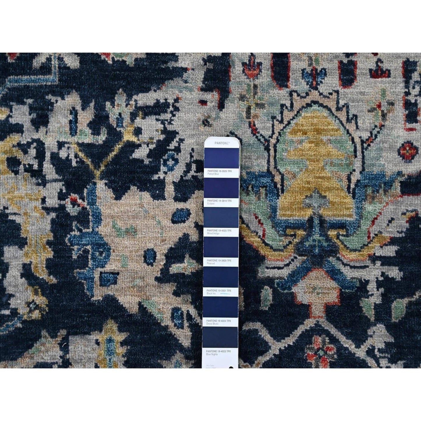Hand Knotted Wool Rug 8'x9'10" Denim Blue Heris All Over Broken Design