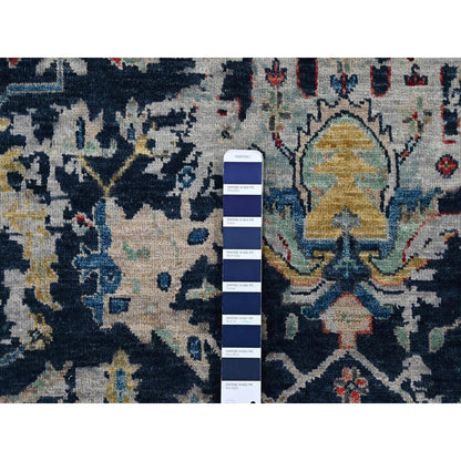 Hand Knotted Wool Rug 8'x9'10" Denim Blue Heris All Over Broken Design