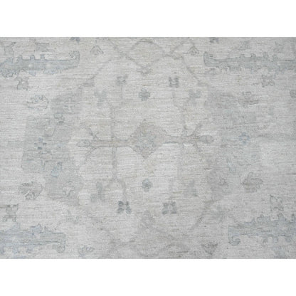 8'10"X17'4" White Afghan Angora Oushak Wool Hand Knotted Oversized Rug