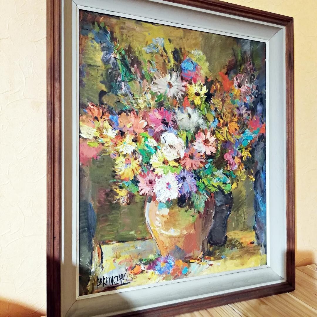Wlodzimierz Borowczyk Polish Art Original Oil On Canvas Signed Still Life Flower
