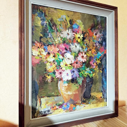 Wlodzimierz Borowczyk Polish Art Original Oil On Canvas Signed Still Life Flower