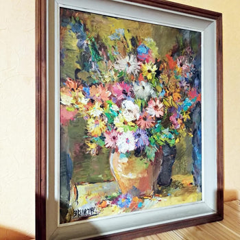 Wlodzimierz Borowczyk Polish Art Original Oil On Canvas Signed Still Life Flower