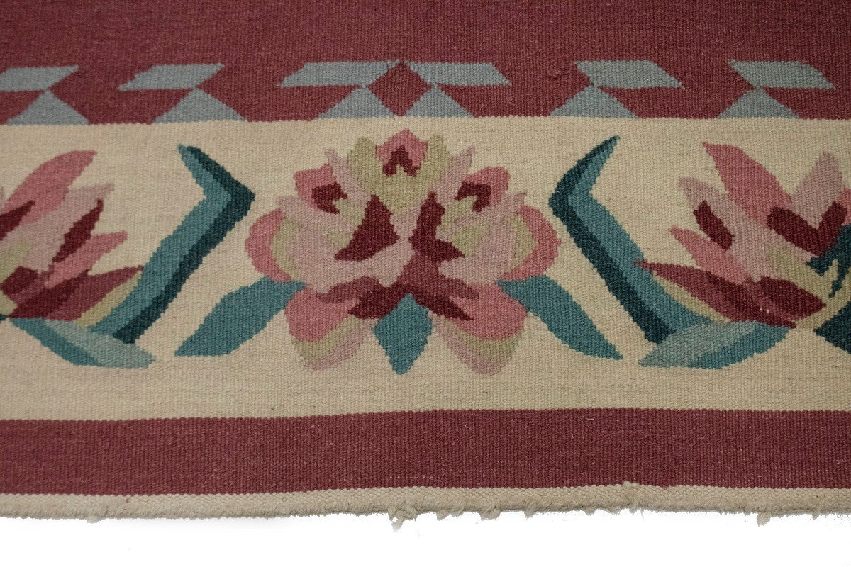 6X9 Ft Hand-Hooked Dhurrie Needlepoint Rug Floral