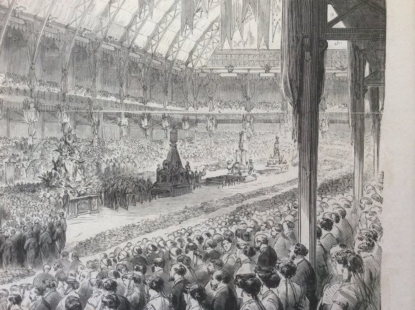 1867 Paris Exposition Wood Engraving Grand Prize Ceremony Napoleon Iii