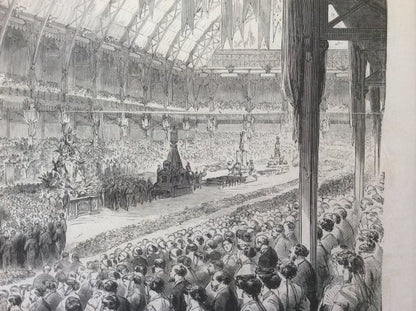 1867 Paris Exposition Wood Engraving Grand Prize Ceremony Napoleon Iii