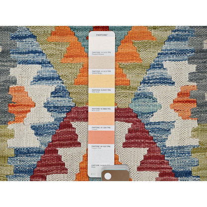 2'7"X8' Colorful Afghan Kilim 100% Wool Rug Flat Weave Hand Woven Runner