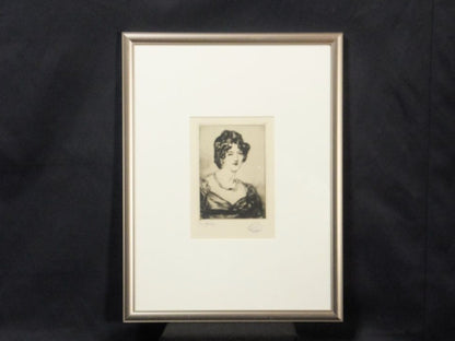 Clment Serveau Signed Drypoint "Woman With Necklace" Portrait W/ Paris Stamp