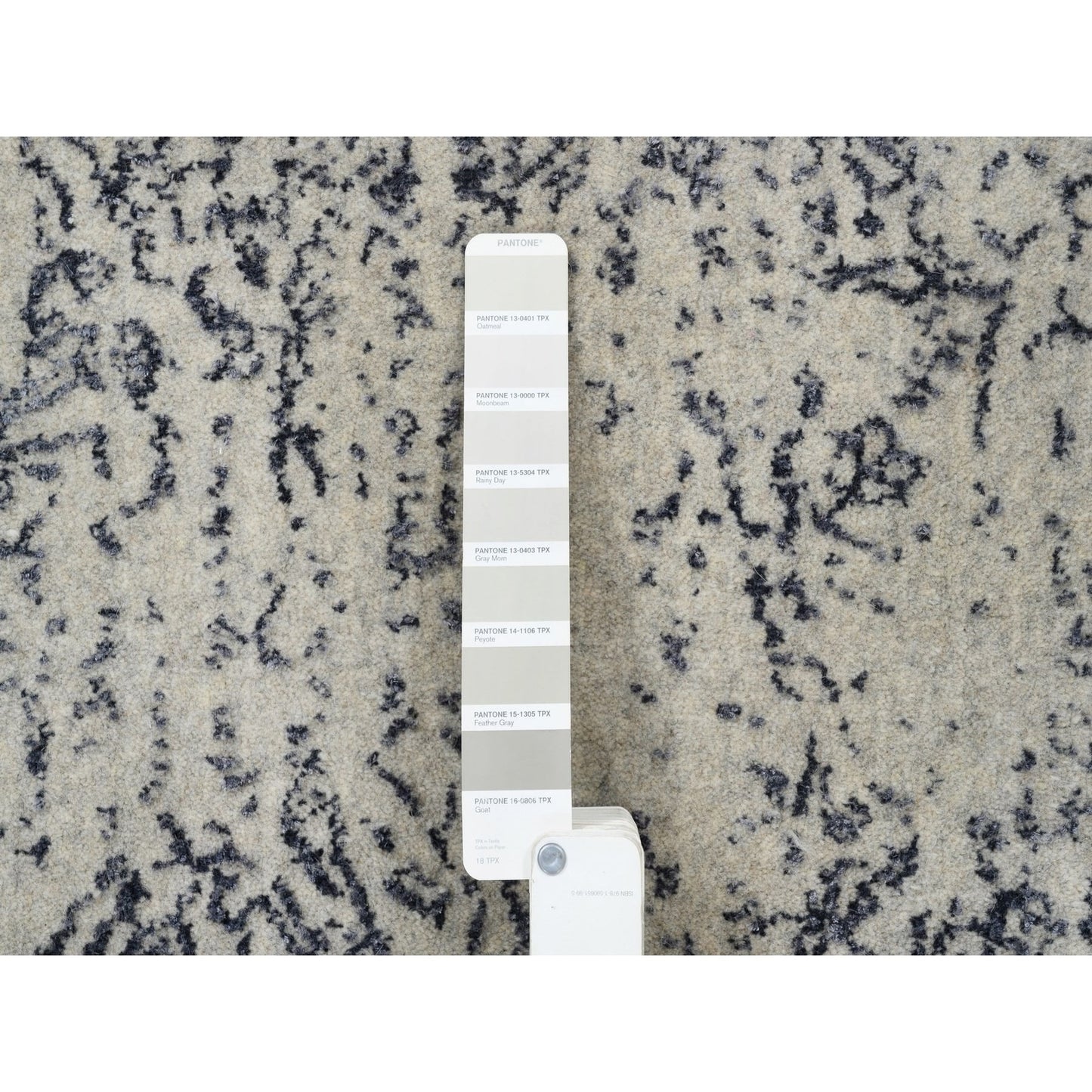 10'1"X10'1" Fine Jacquard Wool And Silk Hand Loomed Light Gray Square Rug