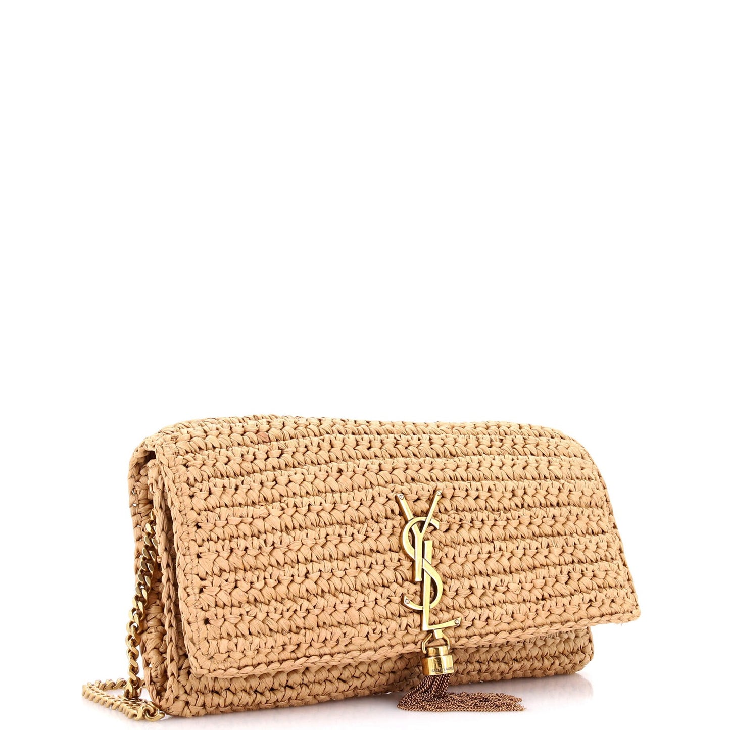 Saint Laurent Kate 99 Tassel Flap Bag Woven Raffia Medium