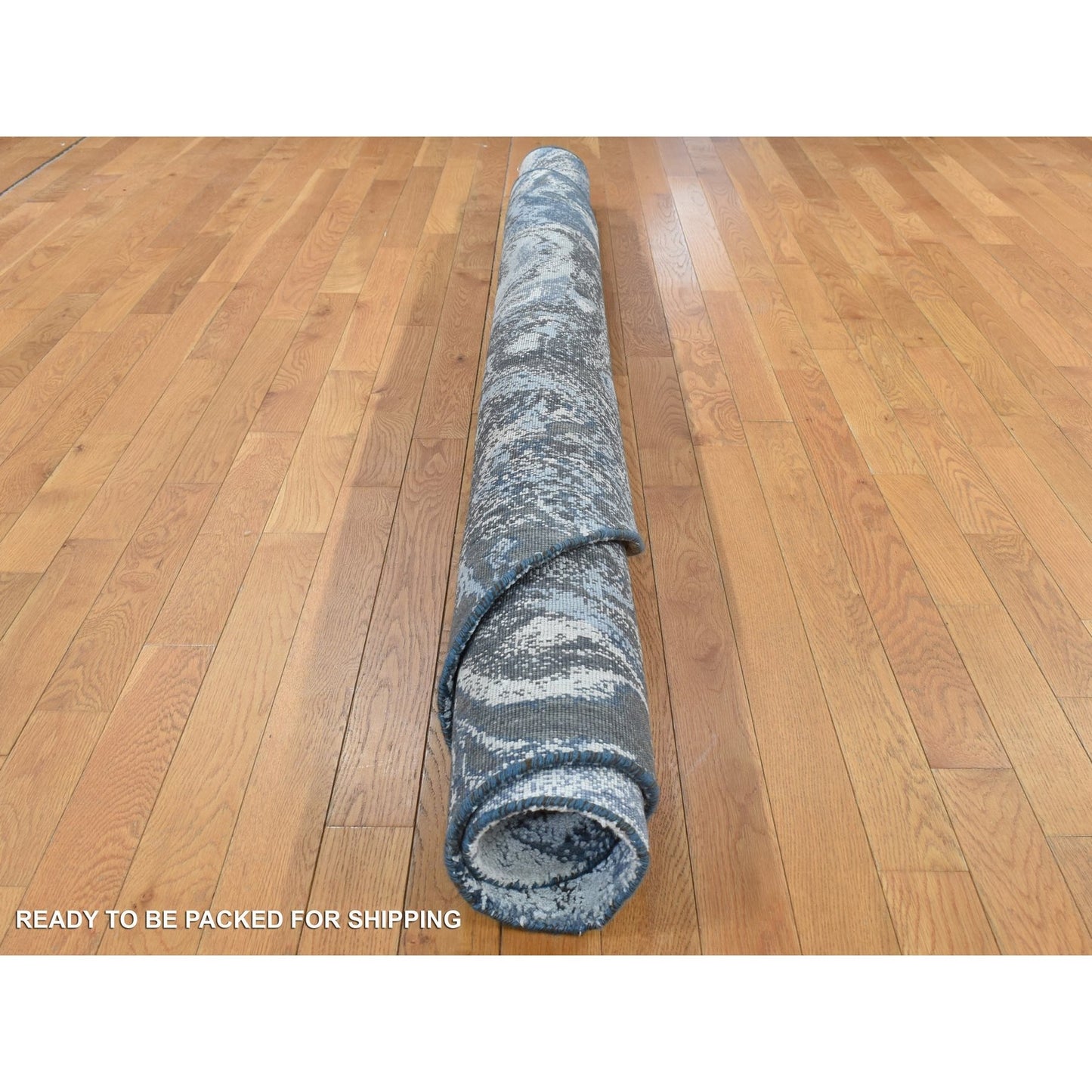 8'1"X8'1" Blue Galaxy Design Wool And Silk Hand Knotted Round Rug