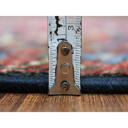 4'1"X5'9" Coral Red Afghan Ersari Pure Wool Hand Knotted Oriental Rug