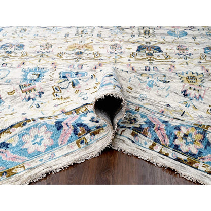 12'X17'9" Ivory Oushak Mahal Design Hand Knotted Oversize Oriental Rug