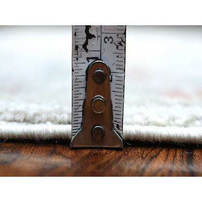 3'9"X11'2" Gray Hand Knotted Afghan Angora Oushak Wool Wide Runner Rug