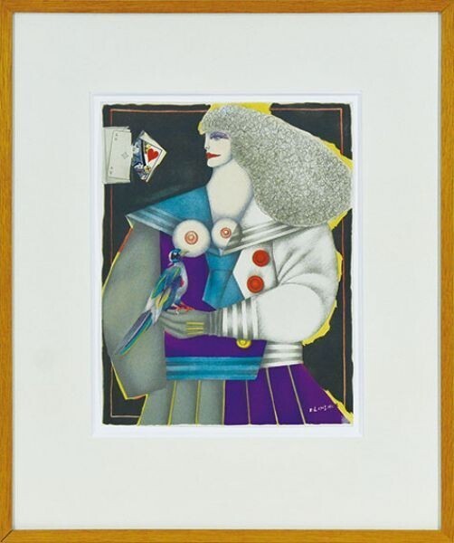 in Richard Lindner Lithograph Print Artwork USA Signed Framed 20.5 x 17.1