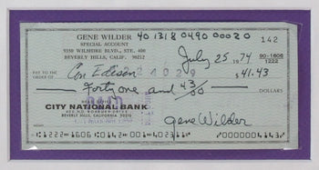 Gene Wilder Signed/Autographed Bank Check And Photo Collage Framed Beckett 19856