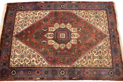 Vintage Handmade Oriental Rug Floral Geometric