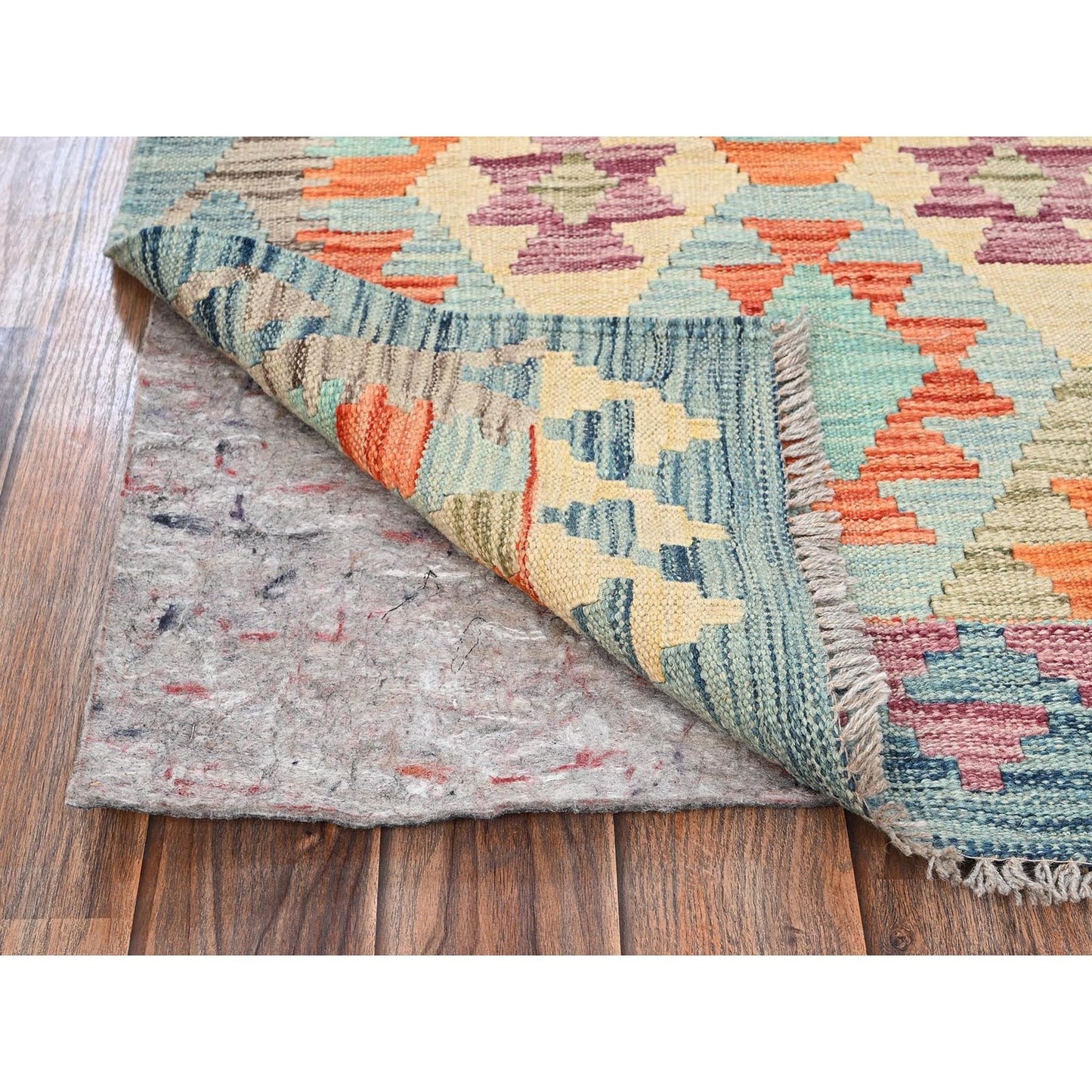 2'7"X7'10" Colorful Afghan Kilim 100% Wool Rug Flat Weave Hand Woven Runner