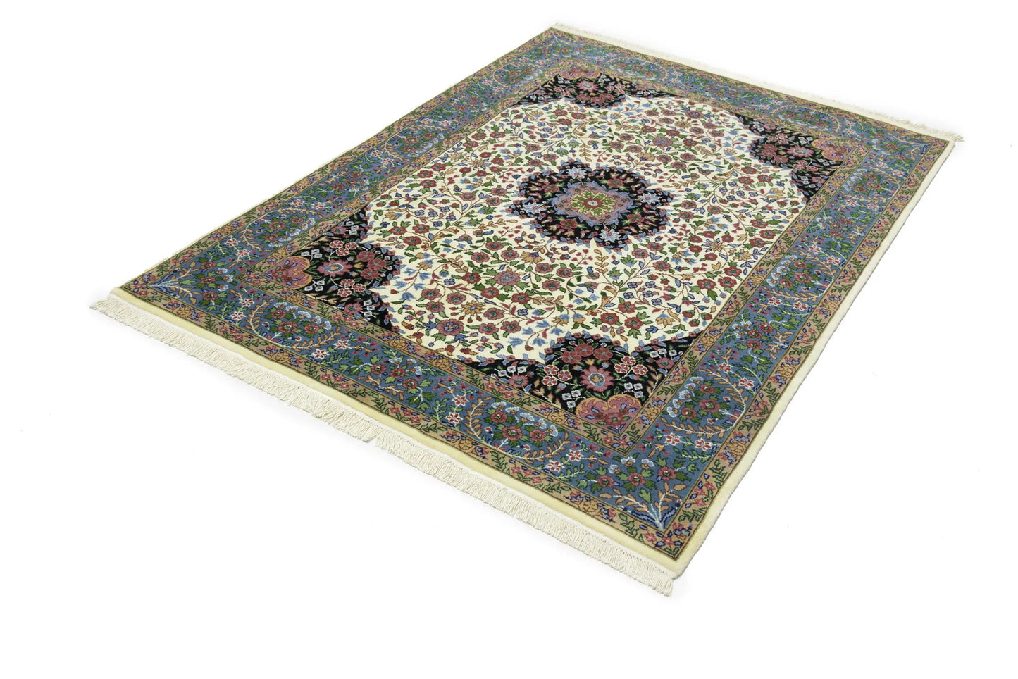 Cream Floral Traditional Style 5X7 Kirman Oriental Rug Home Decor Wool Carpet