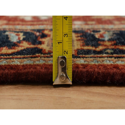2'6"X7'9" Ruby Red Hand Spun Wool Heris Revival Hand Knotted Runner Rug