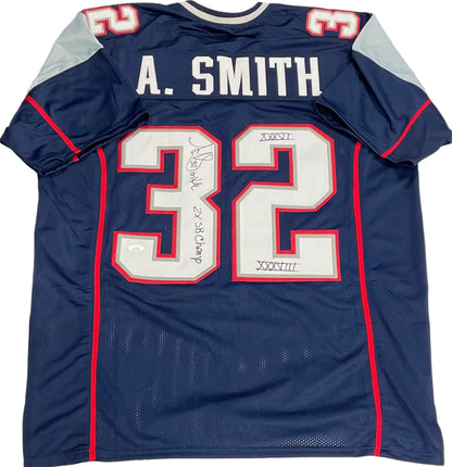 Antowain Smith "2X Sb Champ, Xxxvi & Xxxviii" Autographed New England Patriots C