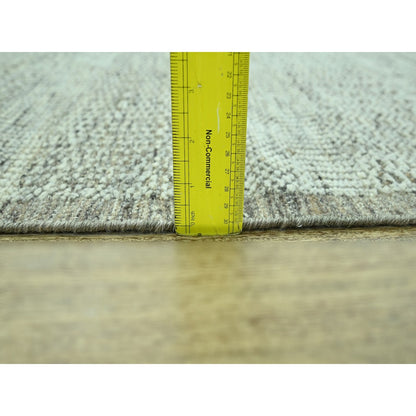 Brown pure wool runner rug oxidized grass design hand knotted 2'8"x6'3".