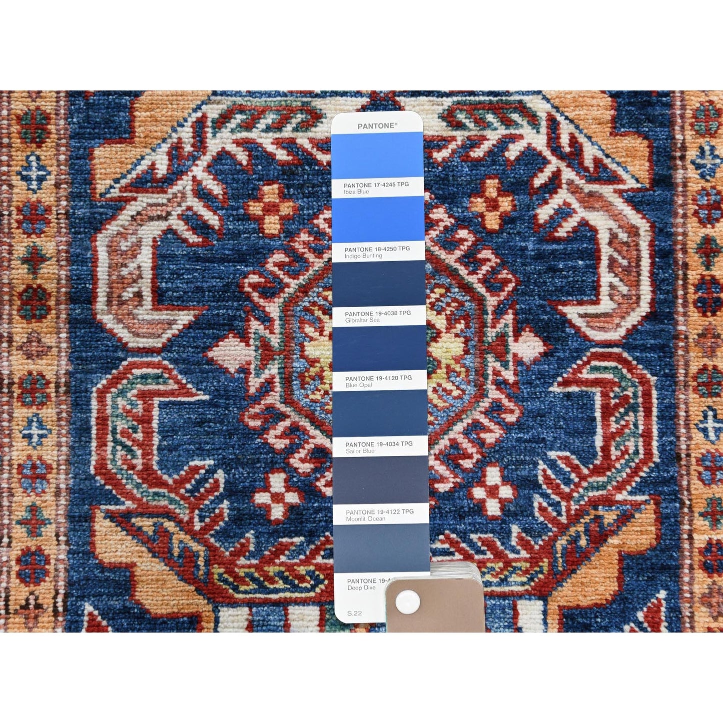 2'10"X11' Shiny Wool Hand Knotted Navy Blue Afghan Super Kazak Runner Rug