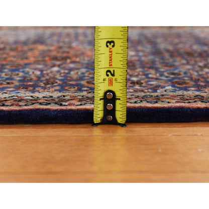 2'4"X2'4" Blue Vintage Zoroastrian Wool Hand Knotted 300 Kpsi Square Rug