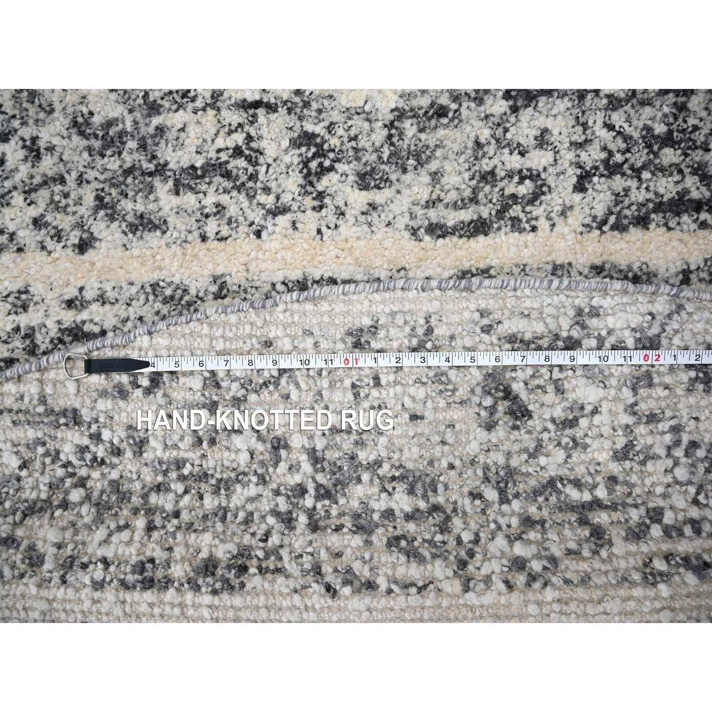 8'X8' Salt And Pepper Modern Striae Design Wool Hand Knotted Round Rug