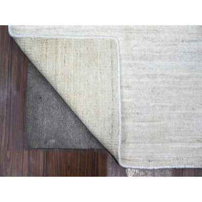 2'1"x3' Pearl White Hand Knotted Single Color Modern Peshawar Wool Rug
