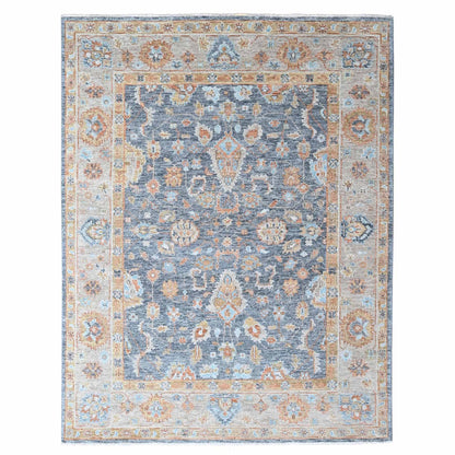 8'10"X12' Lead Gray Oushak Design Hand Knotted Pure Wool Oriental Rug