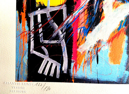 Jean-Michel Basquiat Lithograph Signed Coa, Numbered In Pencil