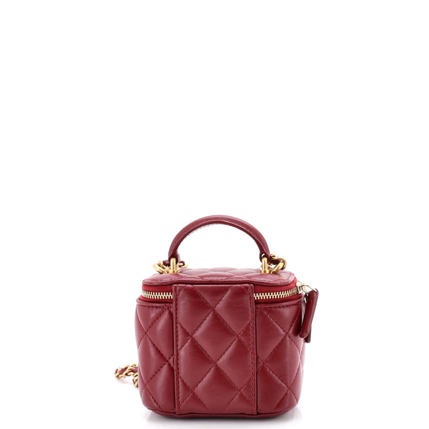 Chanel Classic Top Handle Vanity Case With Chain Quilted Lambskin Mini