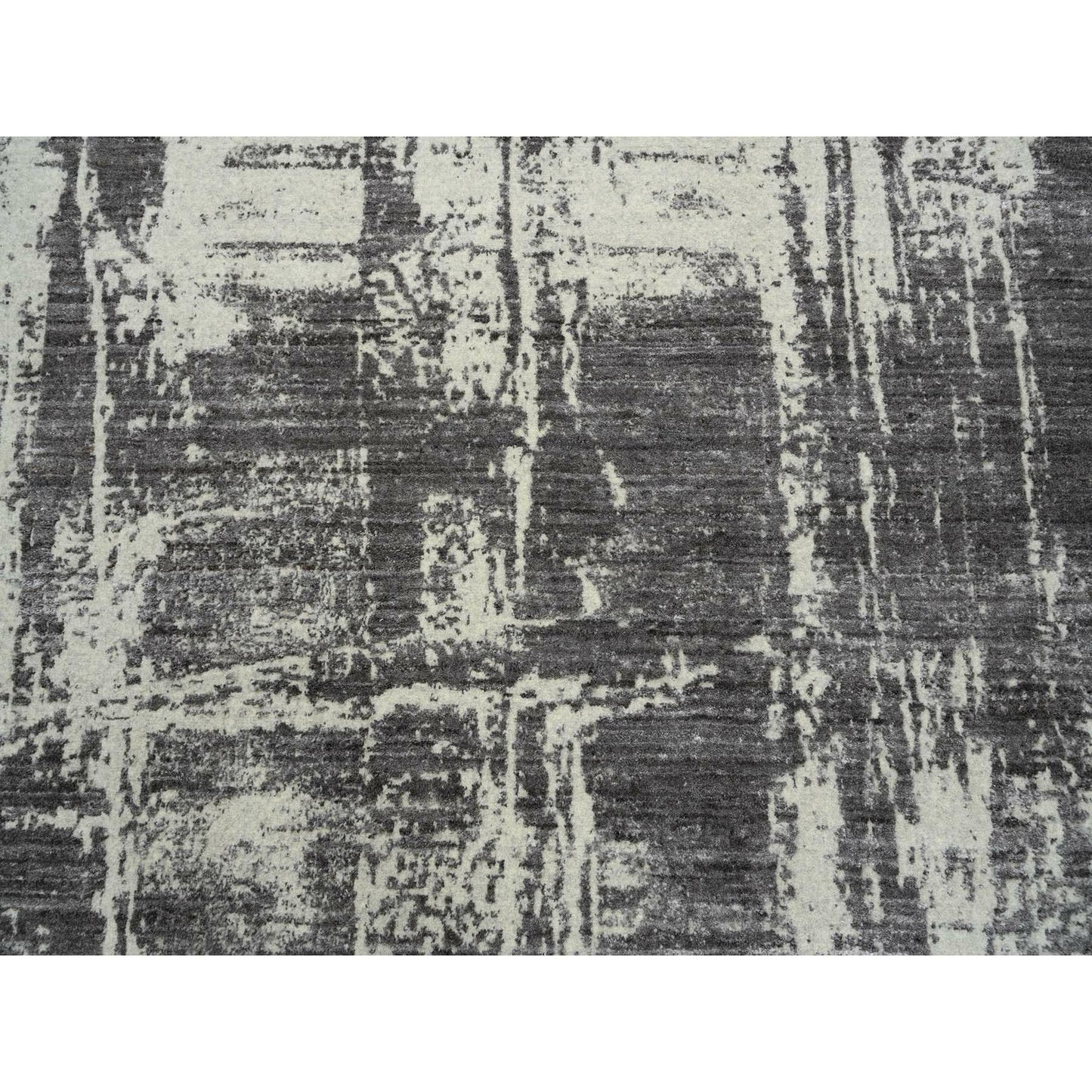 10'X10' Black Modern Design Wool And Silk Hand Loomed Round Rug