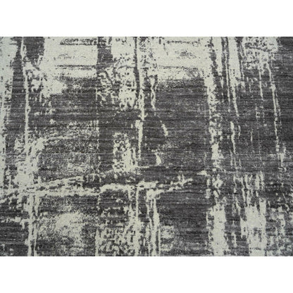 10'X10' Black Modern Design Wool And Silk Hand Loomed Round Rug