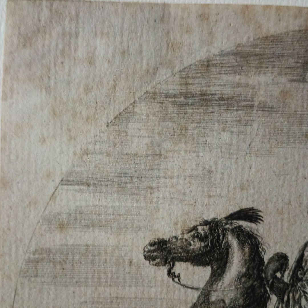 Stefano Della Bella Original Etching 1640 Coloured Man On Horseback Paris Coa