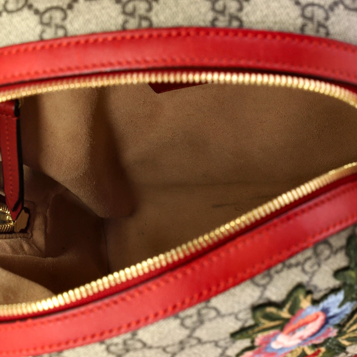 Gucci Zip Pocket Backpack Embroidered Gg Coated Canvas Small