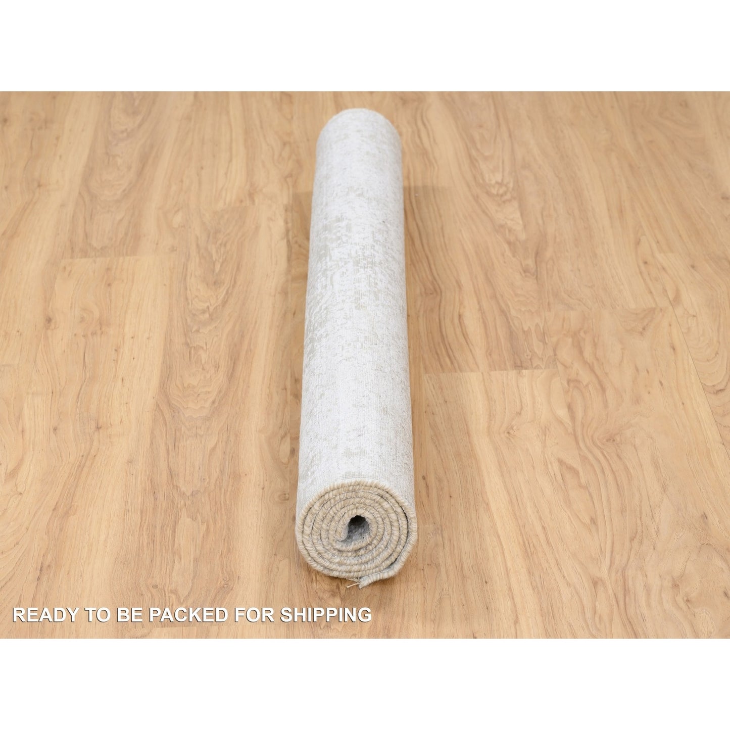 4'2"X6' Broken Farsian Design Wool And Pure Silk Hand Knotted Ivory Rug