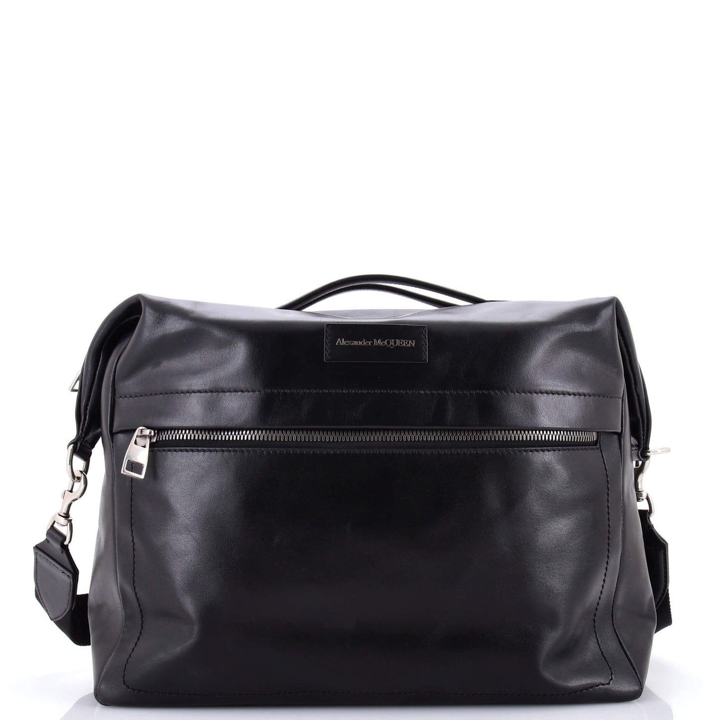 Alexander Mcqueen Front Zip Logo Messenger Bag Leather Medium