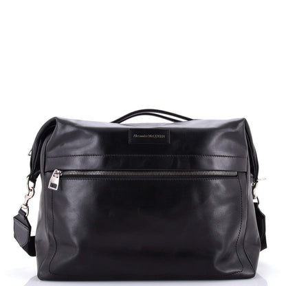 Alexander Mcqueen Front Zip Logo Messenger Bag Leather Medium