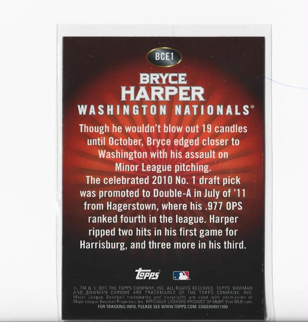 Bryce Harper 2011 Bowman Chrome #Bce1 Card