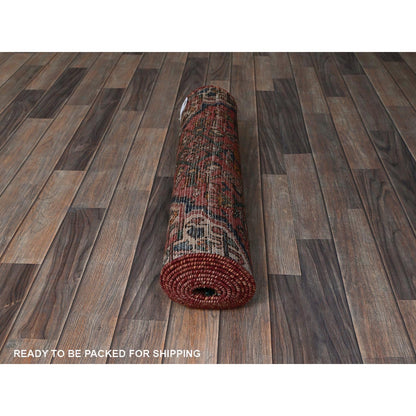 2'5"X9'4" Red Vintage Zoroastrian Khamadan Hand Knotted All Wool Runner Rug
