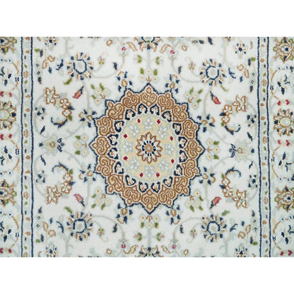 2'6"X22'9" White Hand Knotted Nain Design 250 Kpsi Wool Xl Runner Rug