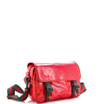 Gucci Web Buckle Messenger Bag Gg Coated Canvas Small