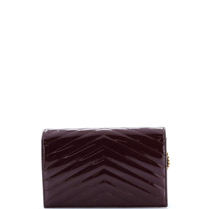 Saint Laurent Classic Monogram Wallet On Chain Matelasse Chevron Patent Small