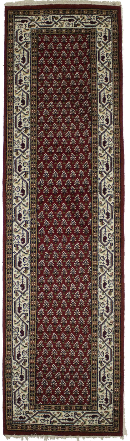 Hand-Knotted Wool Oriental Runner Rug Red Allover