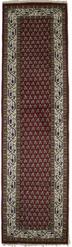 Hand-Knotted Wool Oriental Runner Rug Red Allover