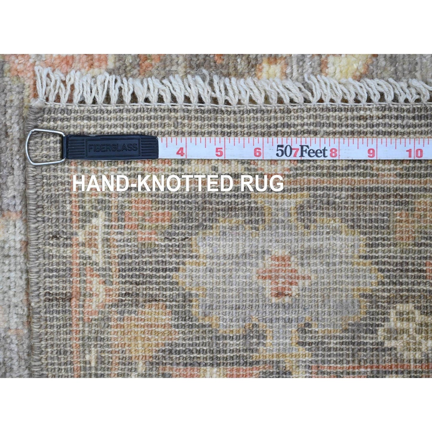3'1"X5'10" Brown Angora Oushak Leaf Design Hand Knotted Wool Runner Rug