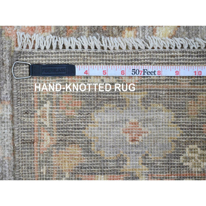 3'1"X5'10" Brown Angora Oushak Leaf Design Hand Knotted Wool Runner Rug