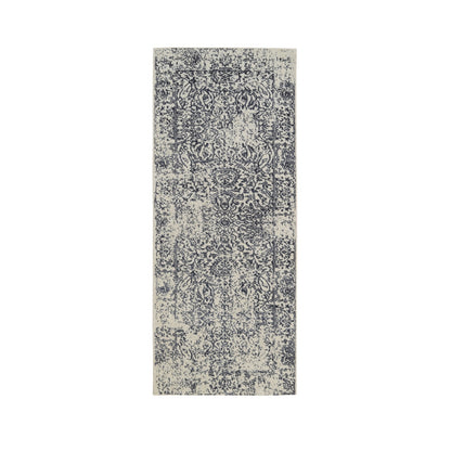 2'6"X6'1" Gray Wool And Silk Hand Loomed Fine Jacquard Round Rug